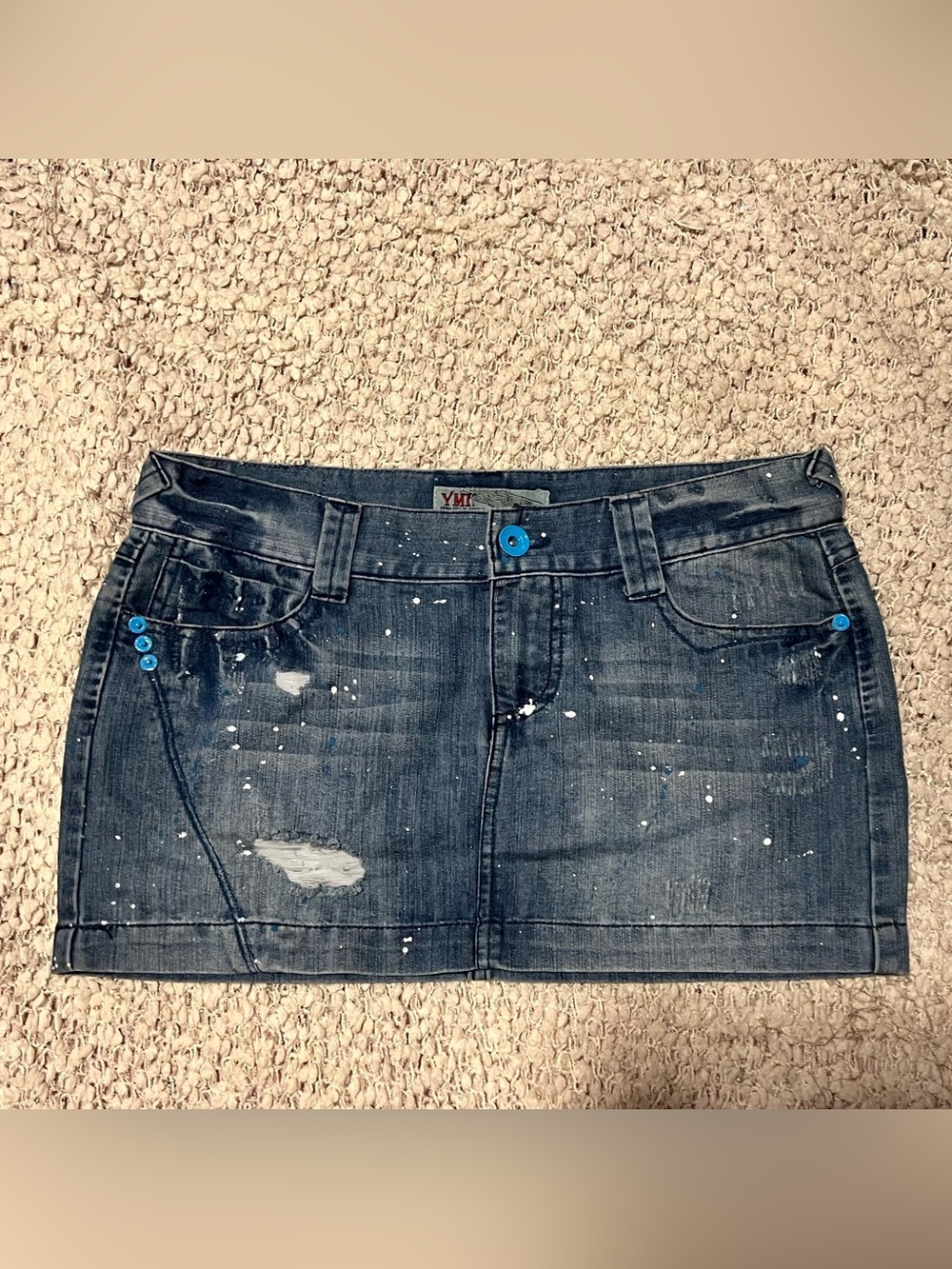 90s YMI Blue Denim Mini Skirt with Branded Waist Label